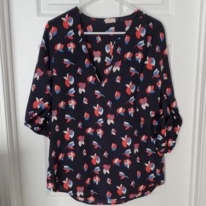 Blue floral flowy shirt